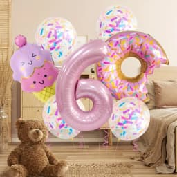 7-Piece Set of Cute Pink Donut Candy Foil Balloons 40inch Ice Cream Themed Birthday Party Scene Decoration Photo Props Indoor and Outdoor Decoration Cool Summer Gifts Anniversary Supplies, Halloween Decorations, Christmas Decorations, Birthday Celebrations, Fun Party Themes, High-Quality Lightweight Balloons, Party Balloon Sets, Event Decorations, Great Gift Options
