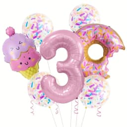 7-Piece Set of Cute Pink Donut Candy Foil Balloons 40inch Ice Cream Themed Birthday Party Scene Decoration Photo Props Indoor and Outdoor Decoration Cool Summer Gifts Anniversary Supplies, Halloween Decorations, Christmas Decorations, Birthday Celebrations, Fun Party Themes, High-Quality Lightweight Balloons, Party Balloon Sets, Event Decorations, Great Gift Options