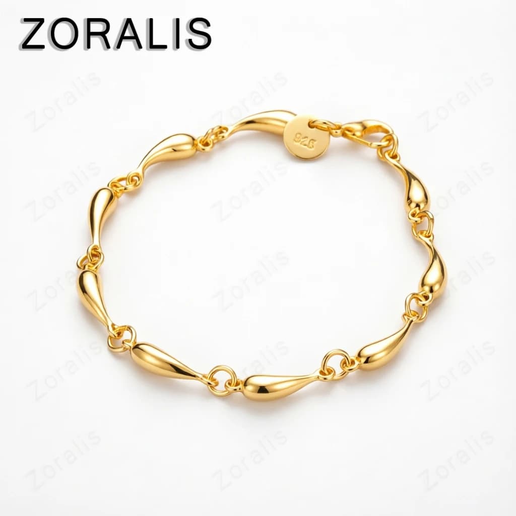18K Gold Full Water Droplet Bracelets For Woman 925 Sterling Silver Chain Bracelets Fashion Party Wedding Jewelry Christmas Gift