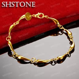 18K Gold Full Water Droplet Bracelets For Woman 925 Sterling Silver Chain Bracelets Fashion Party Wedding Jewelry Christmas Gift