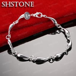 18K Gold Full Water Droplet Bracelets For Woman 925 Sterling Silver Chain Bracelets Fashion Party Wedding Jewelry Christmas Gift