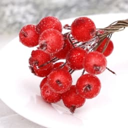 Artificial Frosted Berry Mini Double Head Christmas Holly Red Gold Silver Berries DIY Wreath Xmas Party Table Decora Wholesale