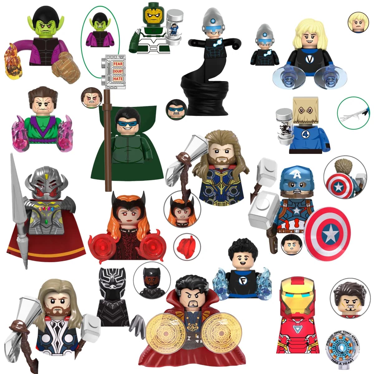 Blind Box Mini Building Blocks TV6201 Figures Big Goblin Spiderman Iron Man Venom Captain Hawk Deadpool Armor Christmas Gift Toy