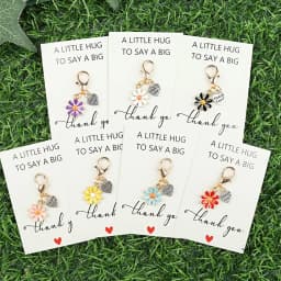 7pcs/14pcs Daisy Flower Keychain Set with Thank You Card, Encouragement Keepsake for Bag Decoration, Christmas Valentine Gift