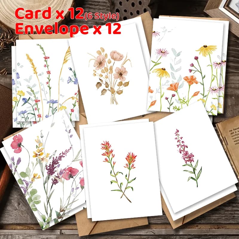 12 Cards with Envelopes, Suitable for Birthdays, Christmas, Friendship Day, Congratulations, Business,And Employee Appreciation