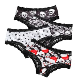 4Pcs Comfortable Breathable Women's Panties Women Sexy Lace Briefs Dark Skull Fashion Print Christmas Female Underpants