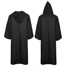 Black Cape Black Cloak Jedi Warrior Costume for Adults, Vampire Cape with Hood, Adult Halloween Cosplay Vampire Christmas Party