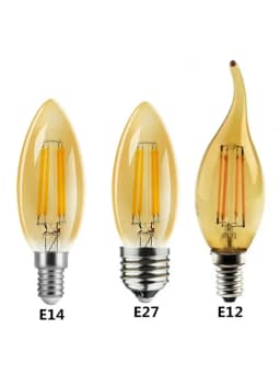 5PCS LED Edison Filament Candle Bulbs Light Golden C35 C35L 2W 4W 6W Warm White Dimmable E14 E12 E27 220V 110V For Crystal Light