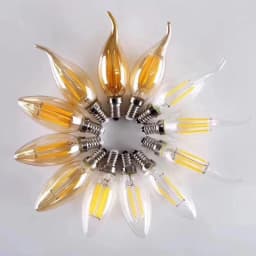 5PCS LED Edison Filament Candle Bulbs Light Golden C35 C35L 2W 4W 6W Warm White Dimmable E14 E12 E27 220V 110V For Crystal Light