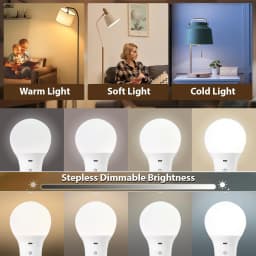 Rechargeable Light Bulb With Remote Control, Timing Function, Dimming and RGB, Battery Powered, Suitable for Wireless Wall Light