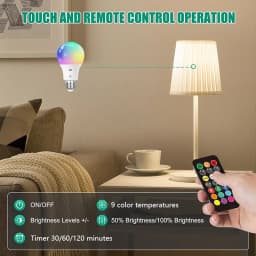 Rechargeable Light Bulb With Remote Control, Timing Function, Dimming and RGB, Battery Powered, Suitable for Wireless Wall Light