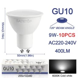10 Pack Focos Gu10 Spotlight Lampara 220V Led Bulb Wholesale 9W White Warm 3000k 6000K Suitable for Home Commercial Buildings