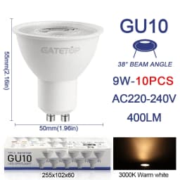 10 Pack Focos Gu10 Spotlight Lampara 220V Led Bulb Wholesale 9W White Warm 3000k 6000K Suitable for Home Commercial Buildings