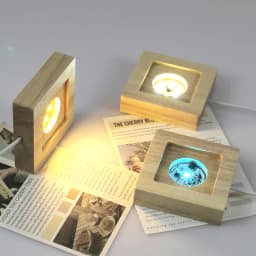 7 Color Light Square LED Lights Wooden Lighted Base Stand Lasers Crystal Glass DIY Night Lighted Base Resin Art Ornament