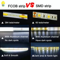 SUMBULBS FCOB LED Strip Light 480 Chips/M LED COB 12V Warm Nature Cool White for Bedroom Stage Home TV DIY Lighting Decoration