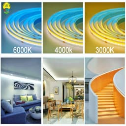 SUMBULBS FCOB LED Strip Light 480 Chips/M LED COB 12V Warm Nature Cool White for Bedroom Stage Home TV DIY Lighting Decoration