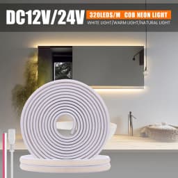 DC 12V 24V COB LED Strip Neon Light Dimmable 320LED/m Flexible Silicone Rope Lights Linear Lighting 1m 2m 5m 10m 15m 20m 50CM
