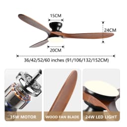 42/52 Inch Low Floor Ceiling Fan Light Remote Control Led Lights Indoor Restaurant Solid Wood Fan Leaves With Fan Chandelier