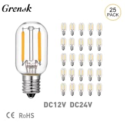 Grensk DC 12V 24V Tubular Bulbs Low Voltage T22 1W Led Filament Bulb E12 Candelabra Base LED Lamp RV Locomotive Room Lights