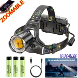High Powerful XHP70/90 Led Headlamp USB Rechargeable Zoom Headlight Waterproof Outdoor Hunting Flashlight Camping Torch