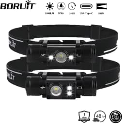 BORUiT HP300/HP500 LED Headlamp 7-Mode 1000LM Powerful Headlight Type-C Rechargeable Head Torch Camping Hunting Lantern