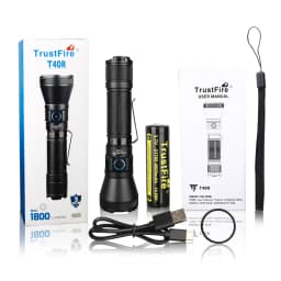 Trustfire T40R Army Tactical Led Flashlights 1800 Lumens 550 Meters Beam Rechargeable Lamp IP68 Military Torch with USB Charging