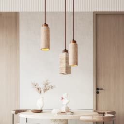 Yellow Stone Pendant Light Dining Table Japan Wabi-Sabi Travertine Droplight Nordic Bedside Restaurant Aisle Hanging Lamp