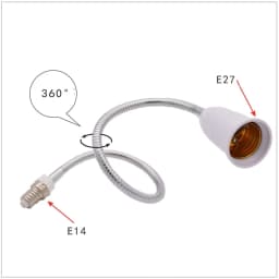 360℃ Elbow E14 to E27 Lengthened Lamp Holder LED Light Bulb Base Lamp Head Socket 195mm 295mm 395m 495mm 595mm