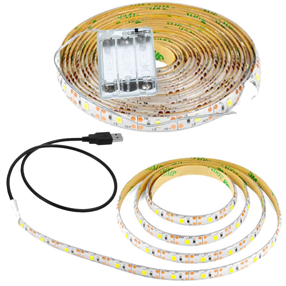 DC 5V USB LED Strip Light 2835 SMD Flexible LED Ribbon Tape 60Leds Battery Powered TV Backlight Ceiling Cabinet Light Night Lamp
