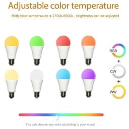 8Pcs 15W WiFi Smart Light Bulb E27 LED RGB Lamp Work with Alexa/Google Home 85-265V RGB+White Dimmable Timer Function color Bulb