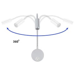 Wall Lmap Sconces Clamp Light 3W Bedroom Lamp On/Off Switch White Silver Black Flexible Gooseneck Home Bedside Reading Lights