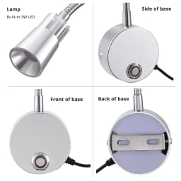 5V USB 3CCT Dimmable Wall Lamp CRI98 RG0 Bedside Reading Lamp Working Spot Light 15" Gooessneck Adjustable