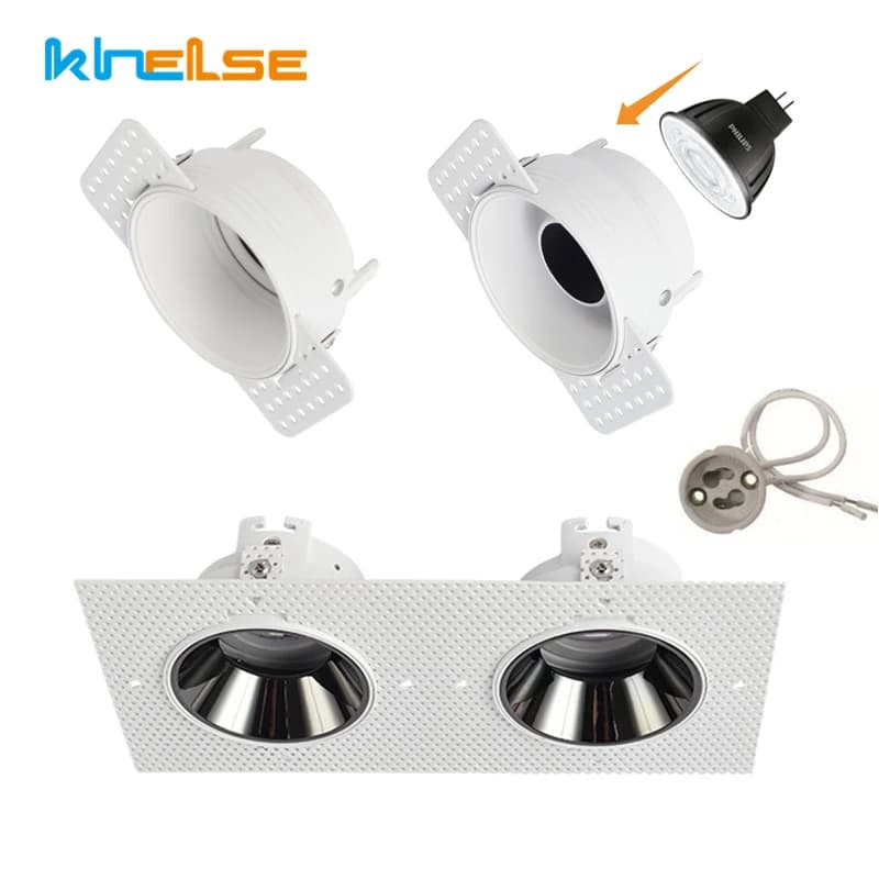 5pcs Trimless Plastering LED Downlight Bracket Adjustable Recessed Ceiling Spotlight Frame Socket GU10/MR16 Lamp Holder Fitting