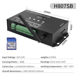 H807SA 8CH WS2811 WS2812B Art-Net DMX512 SPI LED Controller H807SB WIFI 4CH WS2812 WS2813 WS2815 APA102 Pixel Controller 5-24V
