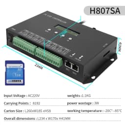 H807SA 8CH WS2811 WS2812B Art-Net DMX512 SPI LED Controller H807SB WIFI 4CH WS2812 WS2813 WS2815 APA102 Pixel Controller 5-24V