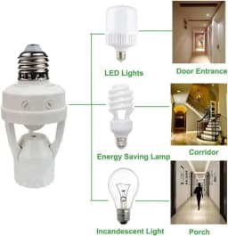 E27 Lamp Base Intelligent Light Bulb Switch MAX 60W Socket LED E27 Converter With PIR Motion Sensor Ampoule 100-240V