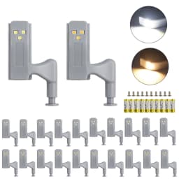 10pcs LED Motion Sensor Light Cupboard Closet Wardrobe Door Inner Hinge Night Lamp Battery Operated for Indoor Lighting