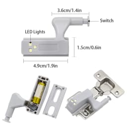 10pcs LED Motion Sensor Light Cupboard Closet Wardrobe Door Inner Hinge Night Lamp Battery Operated for Indoor Lighting