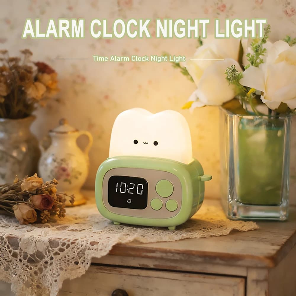 1pc Time Toaster Night Light High Appearance Level Bedside Light Cute Sleeping Light Cartoon Mini Alarm Clock