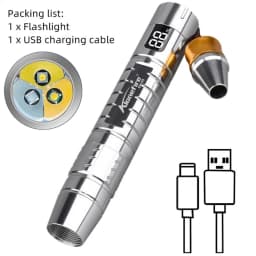 3-in-1 White Yellow UV 365nm LED LCD Flashlight USB Rechargeable Jewelry Jade Stone Pet Stains Marker Ore Money Scorpion Light