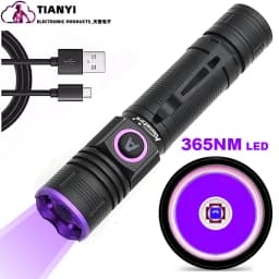 395nm UV Identification Aluminum Alloy Convenient Focusing Purple Light 365nm Aluminum Alloy Flashlight Type-C Charging