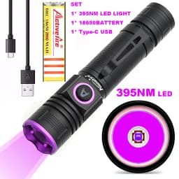 395nm UV Identification Aluminum Alloy Convenient Focusing Purple Light 365nm Aluminum Alloy Flashlight Type-C Charging