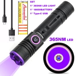 395nm UV Identification Aluminum Alloy Convenient Focusing Purple Light 365nm Aluminum Alloy Flashlight Type-C Charging