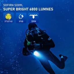 New Sofirn SD09L LED Flashlight 6800lm 21700 USB Rechargeable Underwater Waterproof Torch SST40 Diving Light