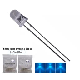 5mm Cyan 490nm Ice Blue 480nm DIP LED Light-Emitting Diode High Luminous DC3.2-3.4V 20mA for Traffic Lights