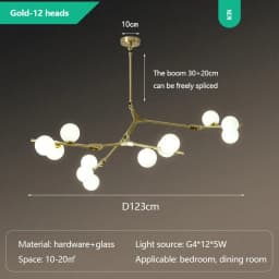 Modern Glass Balls Ceiling Chandeliers Lustre Salon Branch Home Led Hanging Lamp for Living Dining Room Bedroom Lighting Fixture