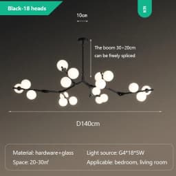 Modern Glass Balls Ceiling Chandeliers Lustre Salon Branch Home Led Hanging Lamp for Living Dining Room Bedroom Lighting Fixture