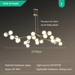 Modern Glass Balls Ceiling Chandeliers Lustre Salon Branch Home Led Hanging Lamp for Living Dining Room Bedroom Lighting Fixture