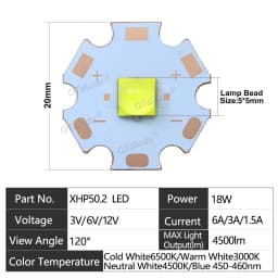 DC3V/6V/12V LED 20W XHP50 XHP50.2 second generation 5050 SMD COB Diode Beads Cold Neutral White 6500K 4500K Head/Flashlight