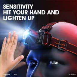SUPERFIRE Super Bright Headlamp HL25-A LED Sensor Headlight Waterproof USB C Rechargeable Work Light Fishing Zoomable Camping